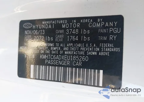 2014 Hyundai Veloster Base W/Gray from USA, damaged, VIN KMHTC6ADXEU185260